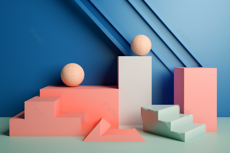 不规则形状极简场景几何抽象蓝色背景3d渲染,高清,摄影图,摄影图片,图片大全,摄影图免费下载